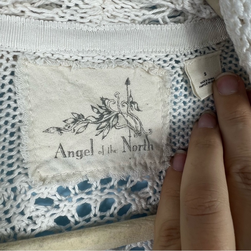 Anthropologie Angel of the North Wool Open Front Knit Cardigan Ivory Size Small - Picture 10 of 10